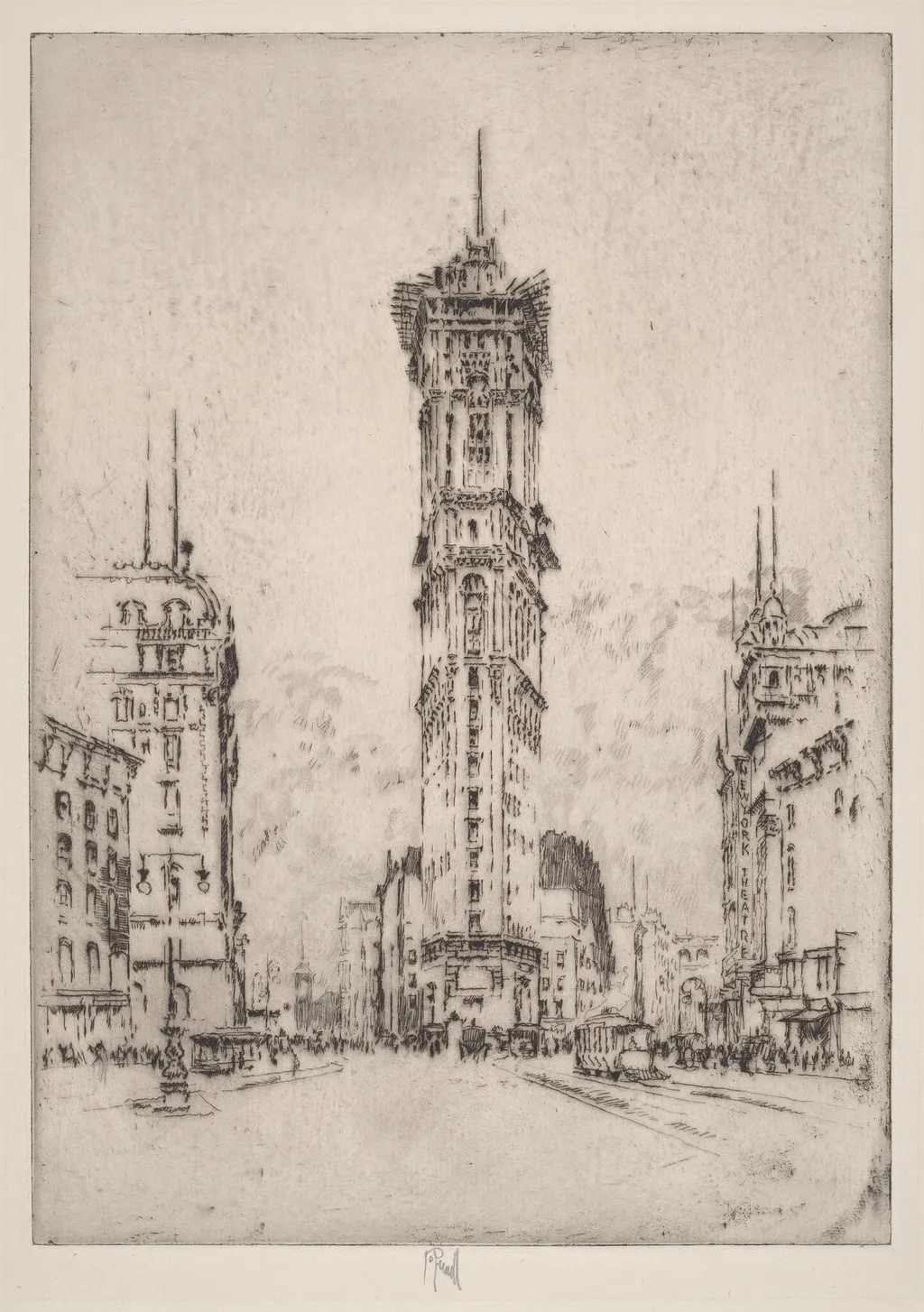 The Times Building, by Joseph Pennell, ink, 1904