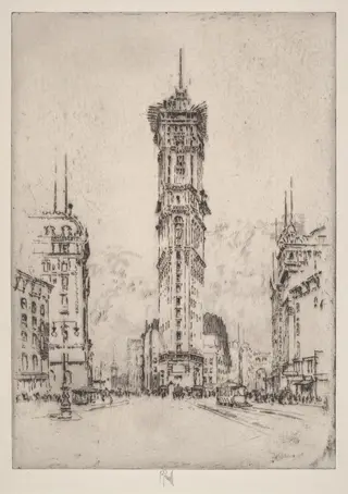 The Times Building, by Joseph Pennell, ink, 1904