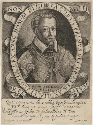 James I, by Jacques de Fornazeris, ink, 1584