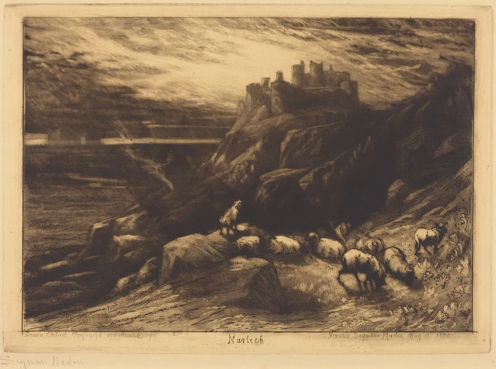Harlech (No.2), by Francis Seymour Haden, ink, 1880