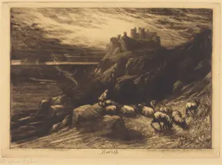 Harlech (No.2), by Francis Seymour Haden, ink, 1880