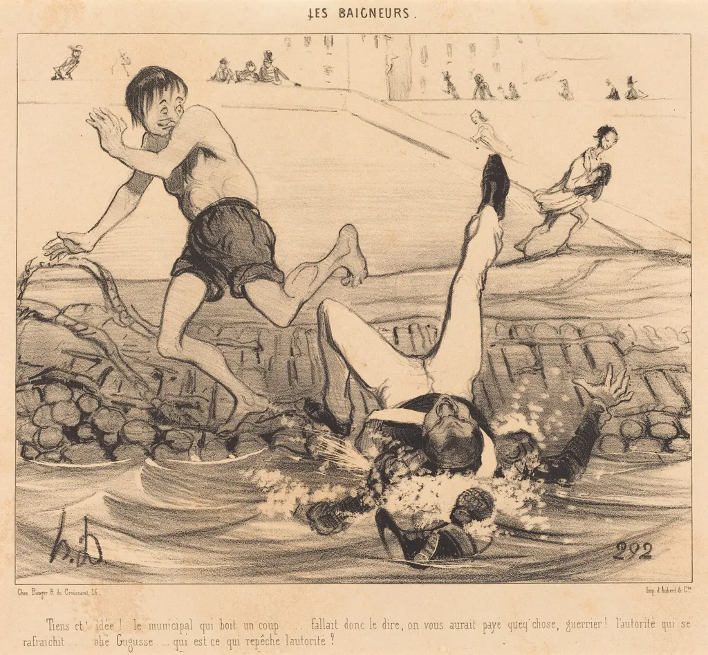 Tiens c't'idée! Le municipal qui boit un coup..., by Honoré Daumier, ink, 1841