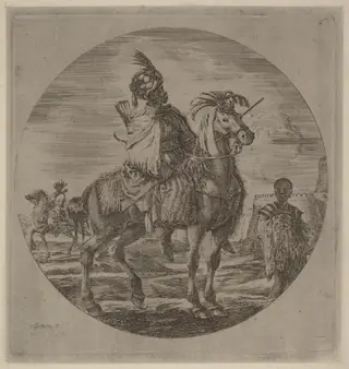 A Black Horseman, by Stefano Della Bella, ink, 1637