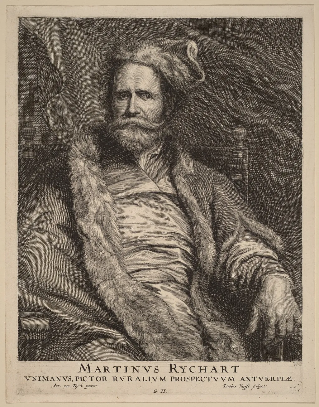 Martin Rijckaert, by Jacobus Neeffs, ink, 1634