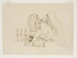 Spinning shawl wool, by John Lockwood Kipling, 1870