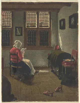 A Woman Reading, by François Bonvin, unspecified, 1862