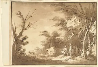 Diana and Her Companions in a Landscape, by Luigi Brenta, ink, 1801