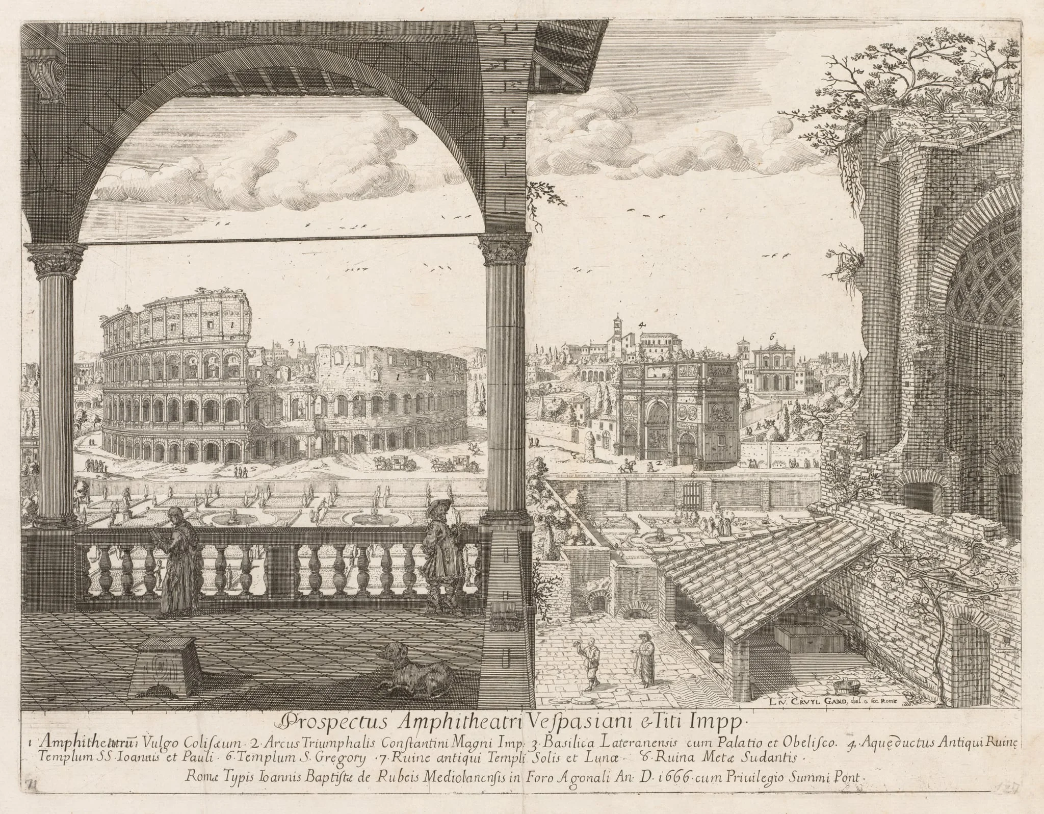 Il Colosseo e l'Arco di Costantino from "Prospectus Locurum Urbis Romae Insign[ium]", detail