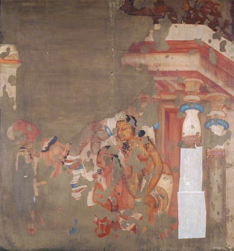Copy of Painting inside the Caves of Ajanta (cave 1), detail