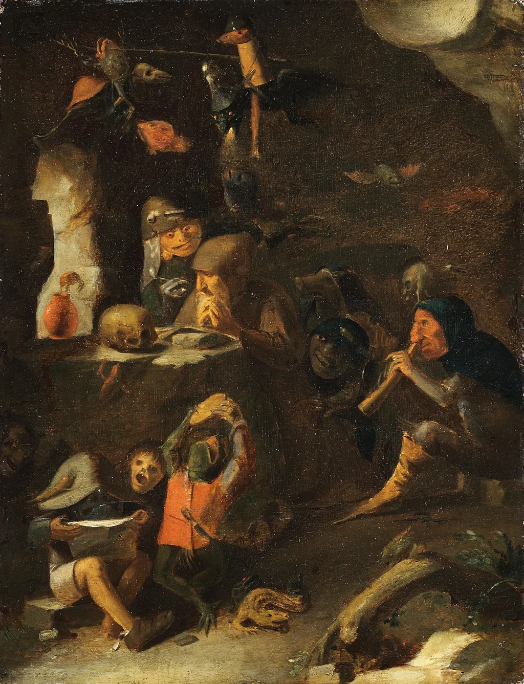The temptation of St Anthony, by Adriaen Brouwer, oil, 1633