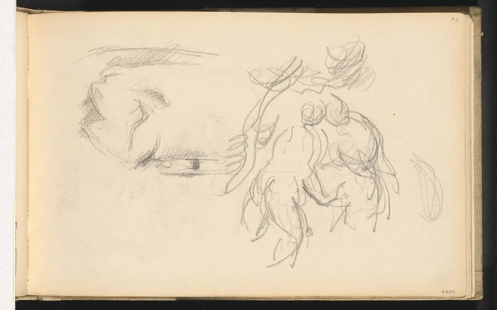 Women Bathers and a Roll of Paper, by Paul Cézanne, graphite, 1884