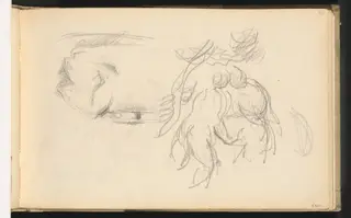 Women Bathers and a Roll of Paper, by Paul Cézanne, graphite, 1884
