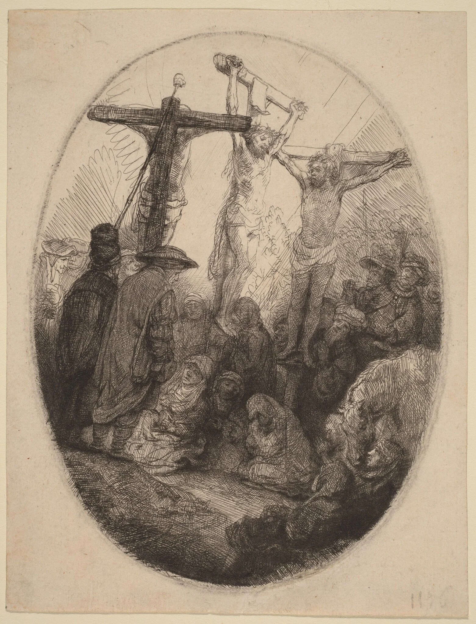 Christ Crucified between the Two Thieves: an Oval Plate, detail