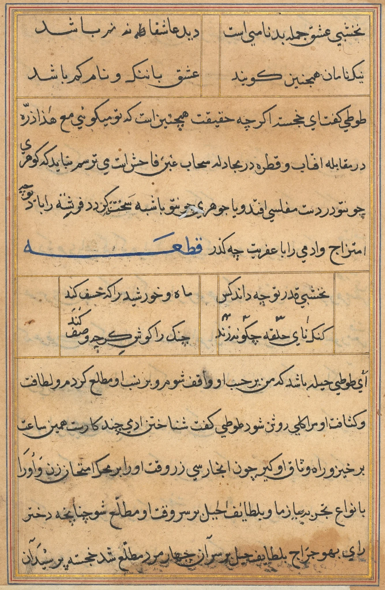 Page from Tales of a Parrot (Tuti-nama): text page, detail