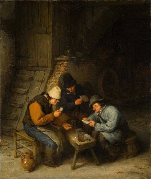 Peasants Playing Cards, detail