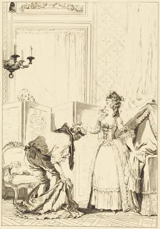 Le cocu battu et content, by Jean-Louis Delignon, ink, 1780