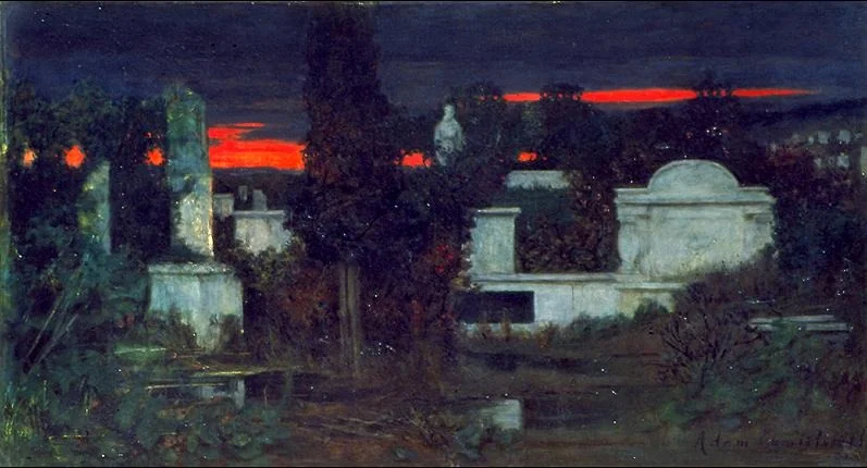 Cmentarz włoski o zmroku, detail