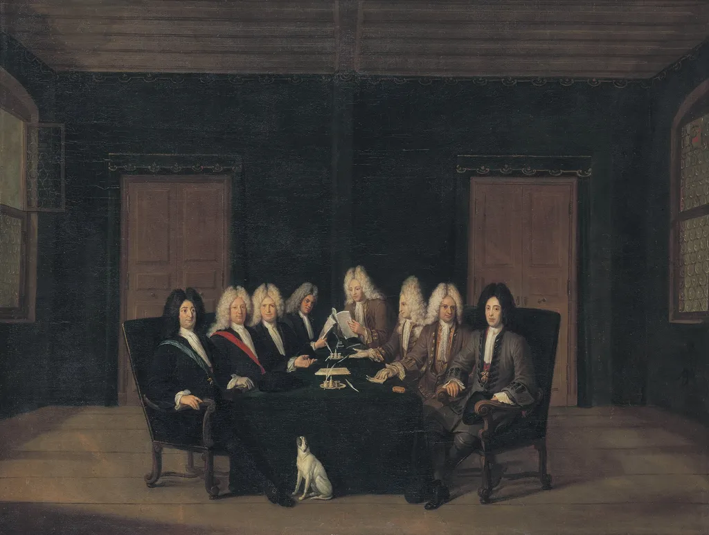 The emissaries of the peace congress of Baden on september 7th, 1714, by Johann Rudolf Huber, oil, 1714