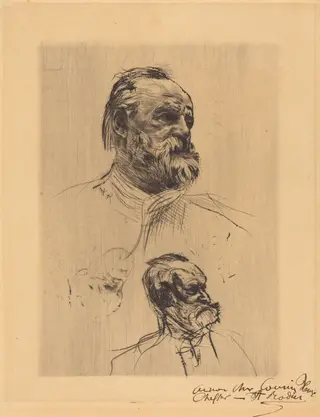 Victor Hugo, De Trois Quarts, by Auguste Rodin, ink, 1884