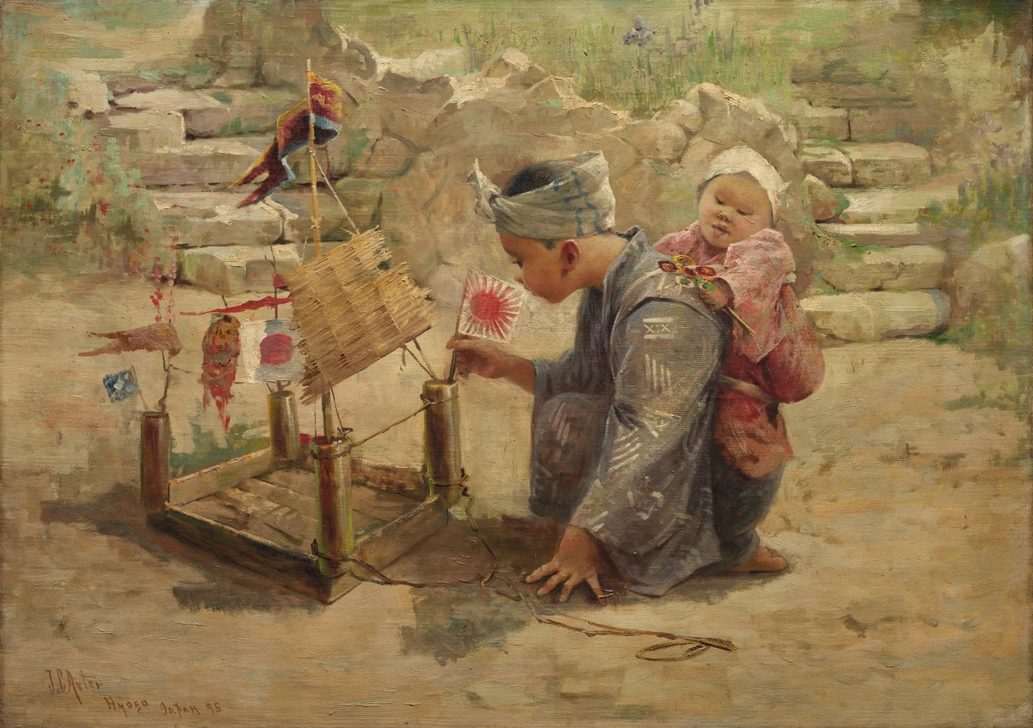 Japanese Boy Building a Man-of-War, detail