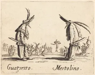 Guatsetto and Mestolino, by Jacques Callot, ink, 1622