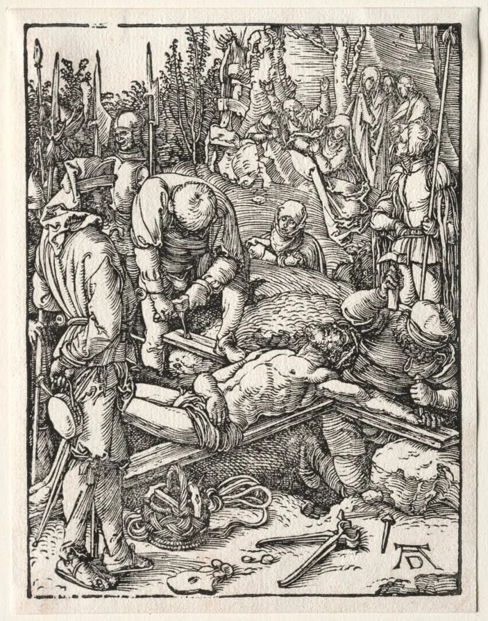 The Small Passion: Christ Being Nailed to the Cross, detail