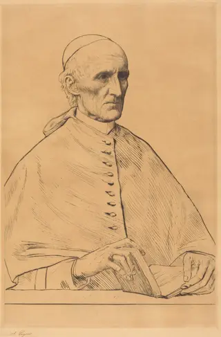 His Eminence Cardinal Manning, 1st plate, by Alphonse Legros, ink, 1874