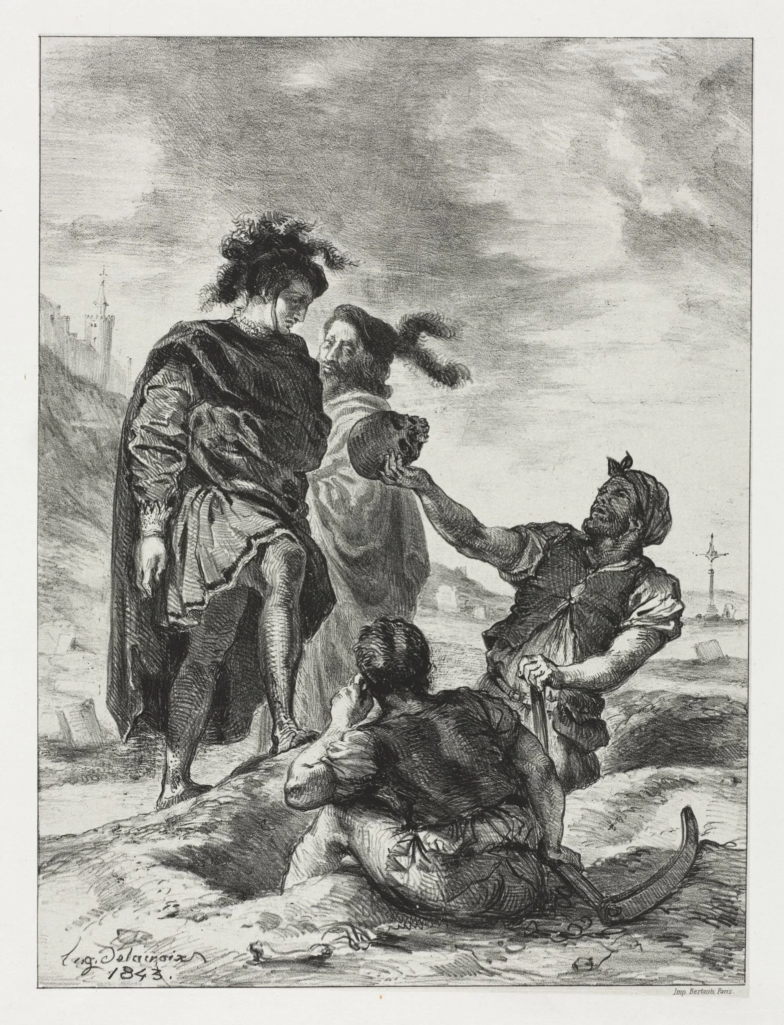 Hamlet: Hamlet and Horatio with the Grave Diggers, detail