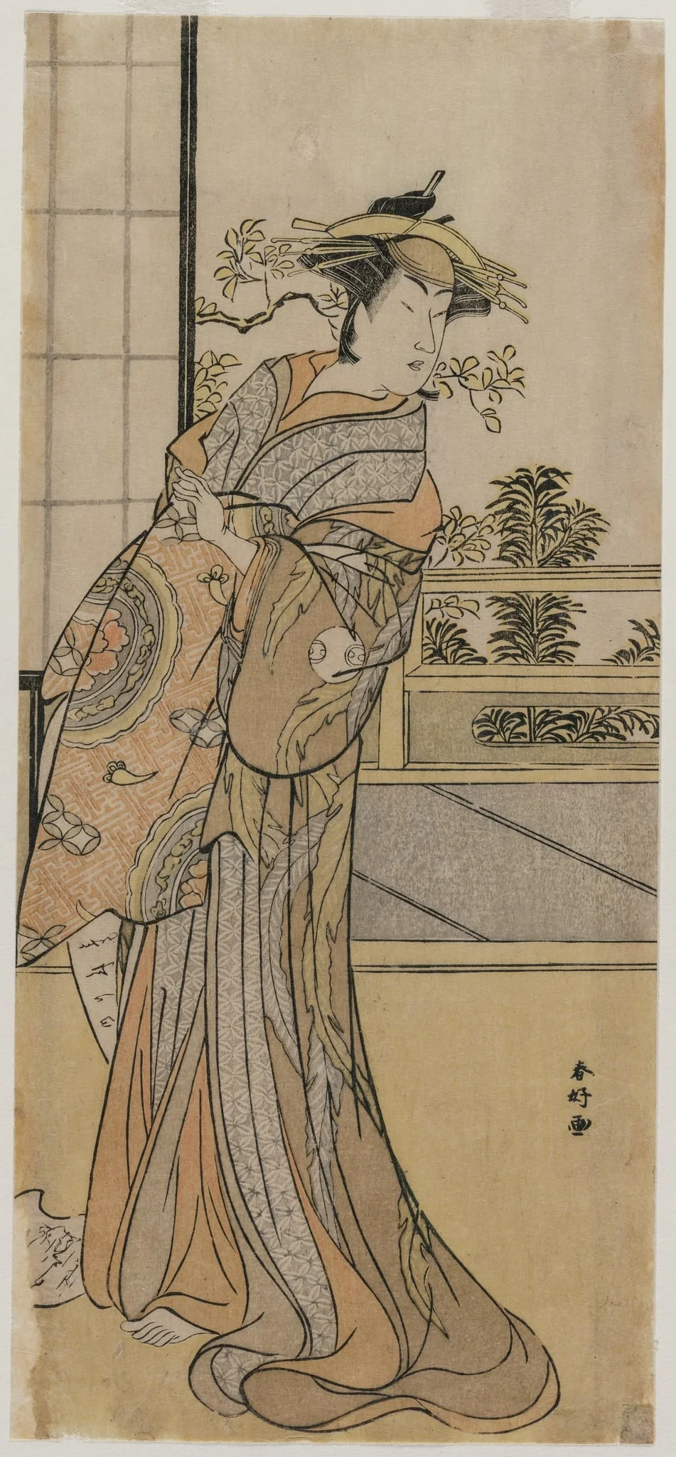 Arashi Murajiro as a Courtesan Holding a Letter, detail