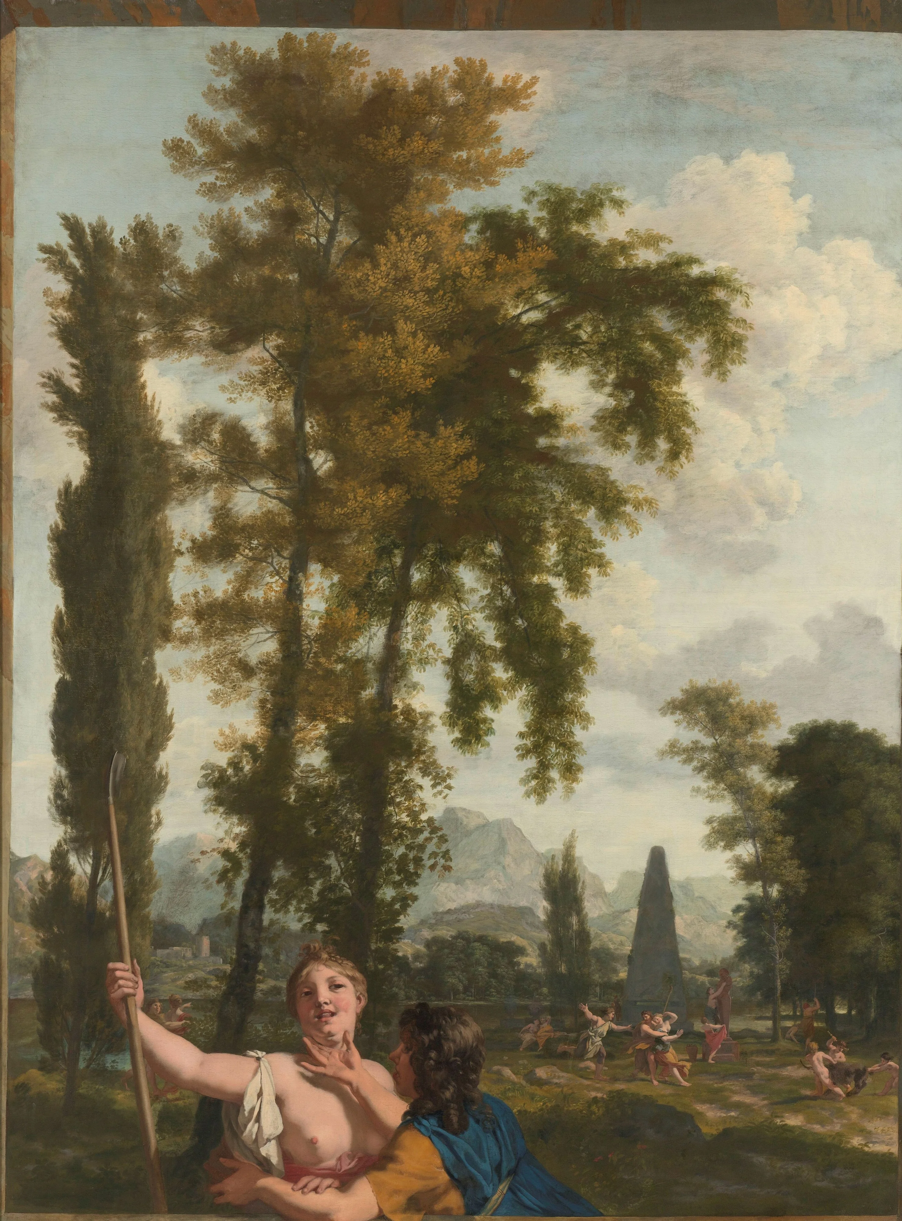 Italian landscape with shepherd and shepherdess, detail