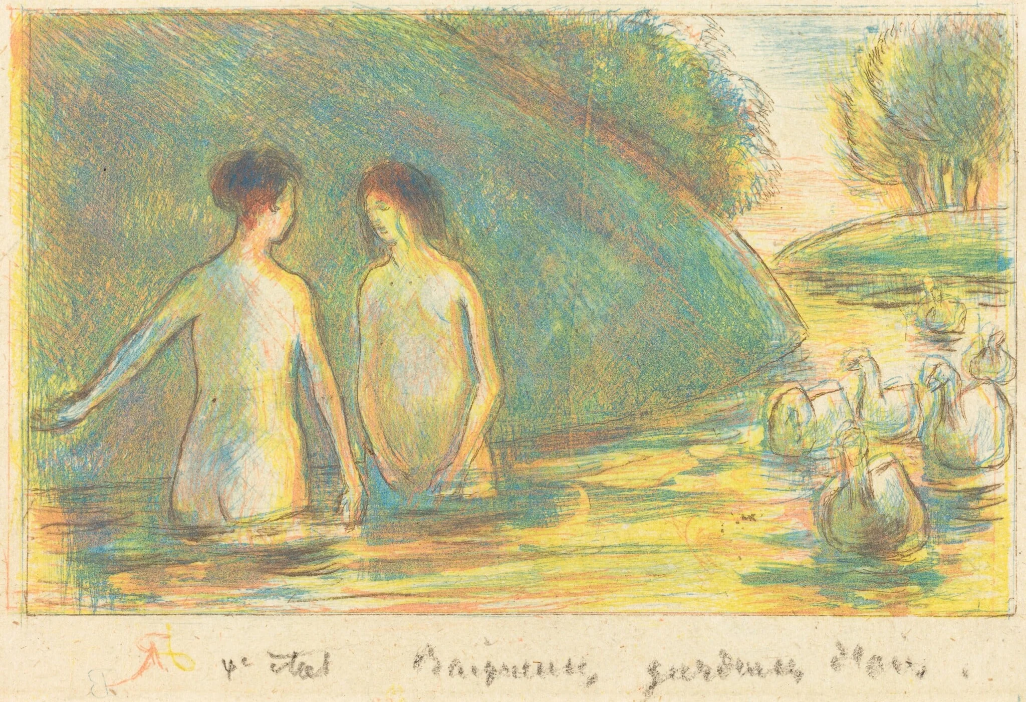 Baigneuses, gardeuses d'oies (Bathers Tending Geese), detail