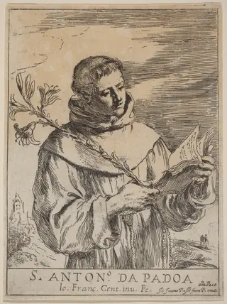 Saint Anthony of Padua, by Guercino, ink, 1634