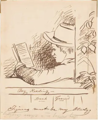 Boy Reading, by William Sidney Mount, ink, 1854