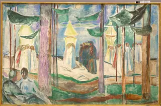 Meeting on the Beach, by Edvard Munch, oil, 1921