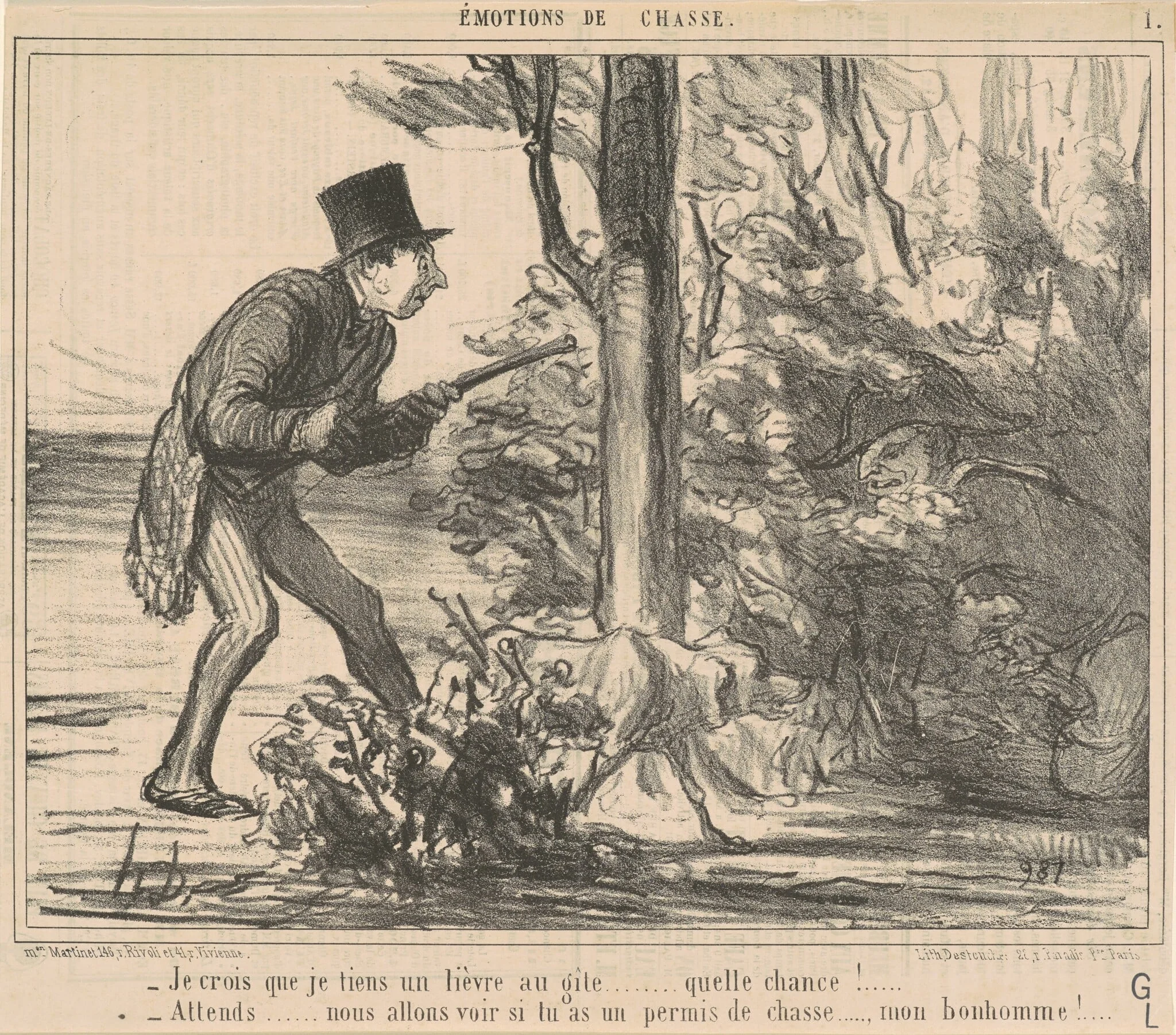 Je crois que je tiens un lièvre ..., detail