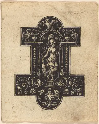 Minerva Standing, by Etienne Delaune, ink, 1551