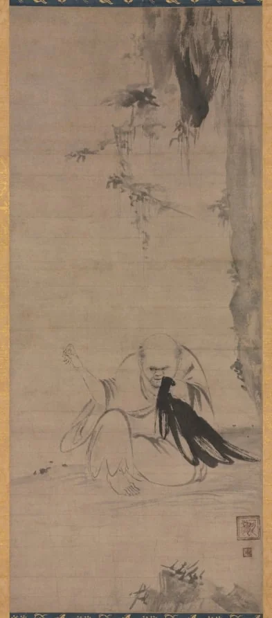 Monk Mending Clothes in the Morning Sun (Chōyō Hotetsuzu), detail
