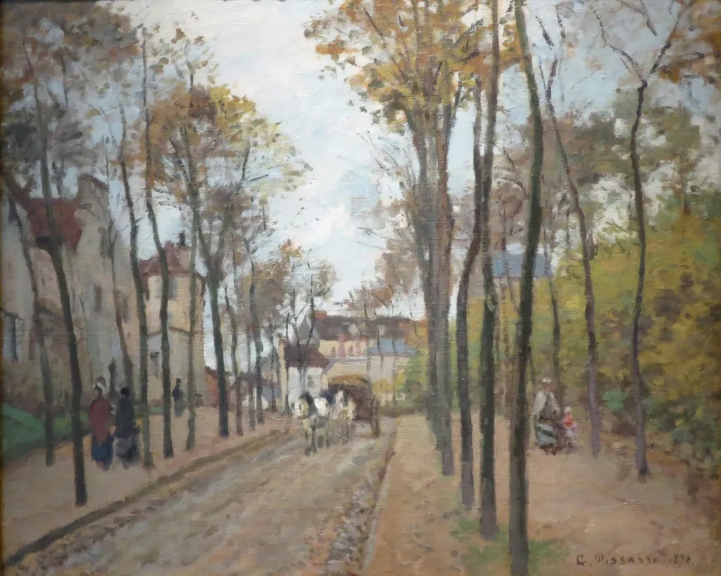The Boulevard des Fossés, Pontoise, by Camille Pissarro, oil, 1872
