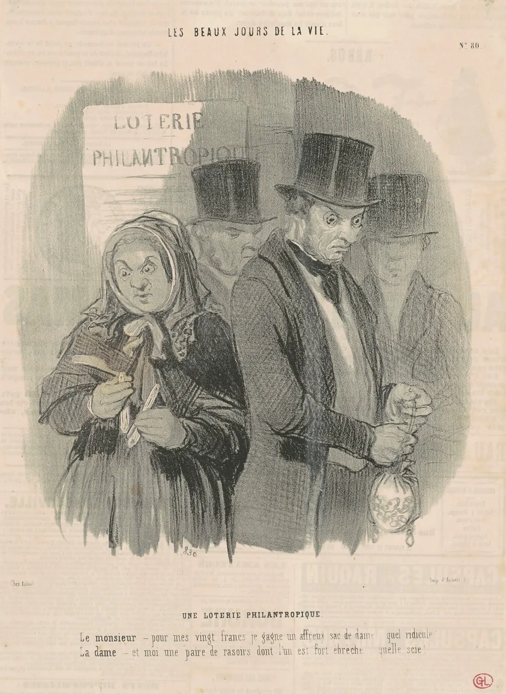 Une loterie philantropique, by Honoré Daumier, ink, 1845