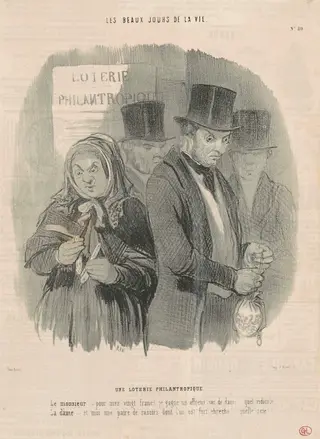 Une loterie philantropique, by Honoré Daumier, ink, 1845