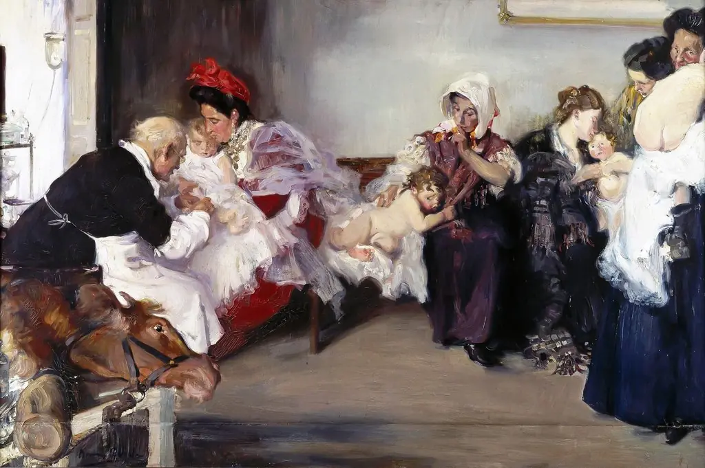 Vacunación de niños, by Vicente Borrás Abella, oil, 1900