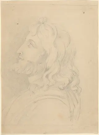 Bust of a Bearded Man Looking Up, by John Flaxman, graphite, 1790
