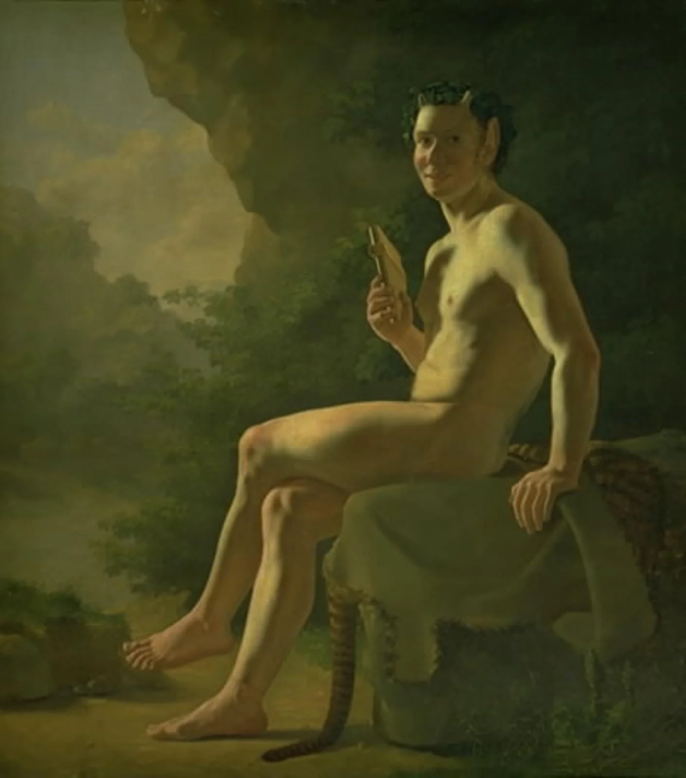 Ung Pan i en grotte. Modelfigur, detail