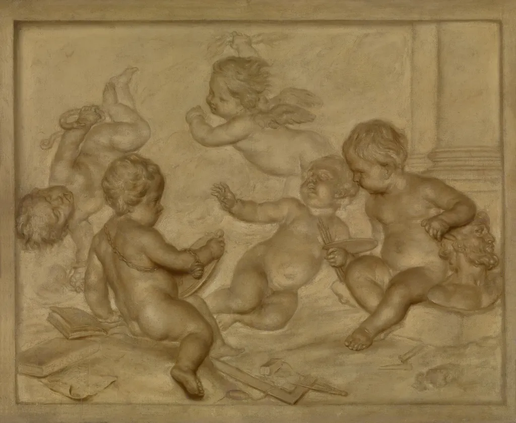 The Fine Arts, by Marten Jozef Geeraerts, oil, 1765