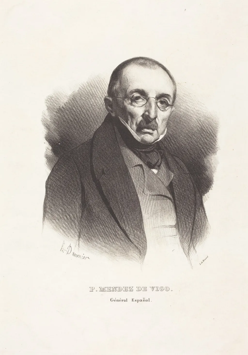 Général P. Mendez Vigo, by Honoré Daumier, ink, 1836