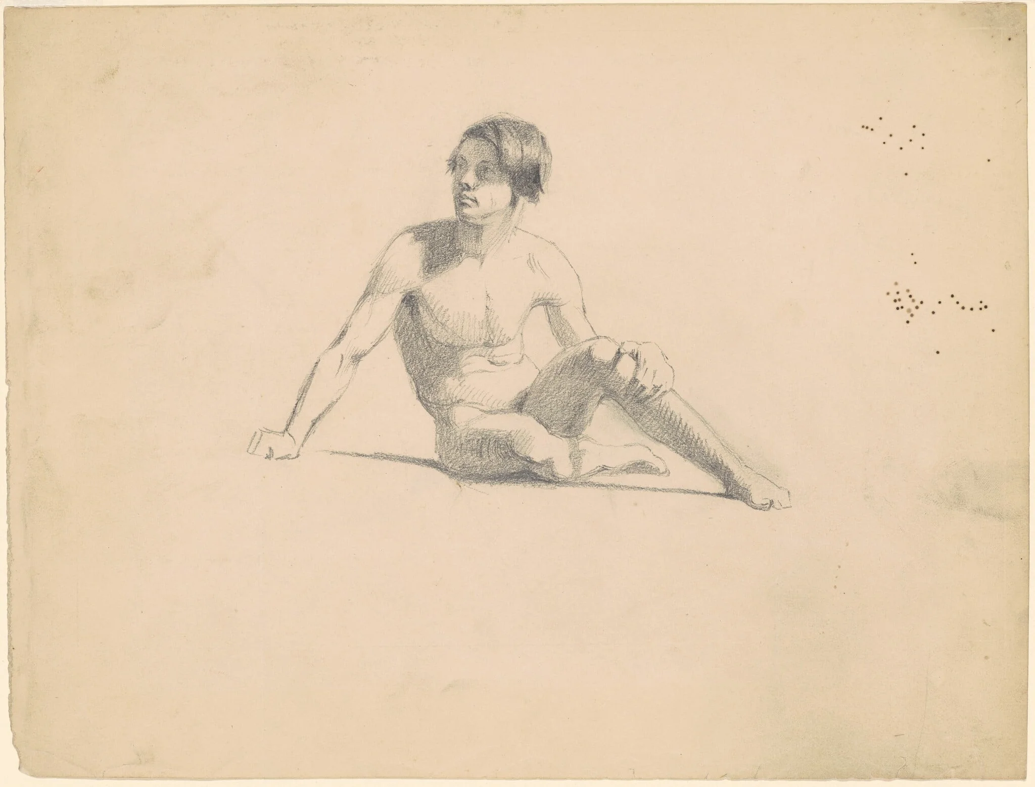 Seated Male Nude [recto], detail