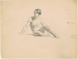 Seated Male Nude [recto], by James Goodwyn Clonney, graphite, 1832