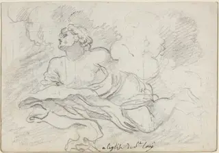 Angel from the Assumption [recto], by Augustin Pajou, chalk, 1754