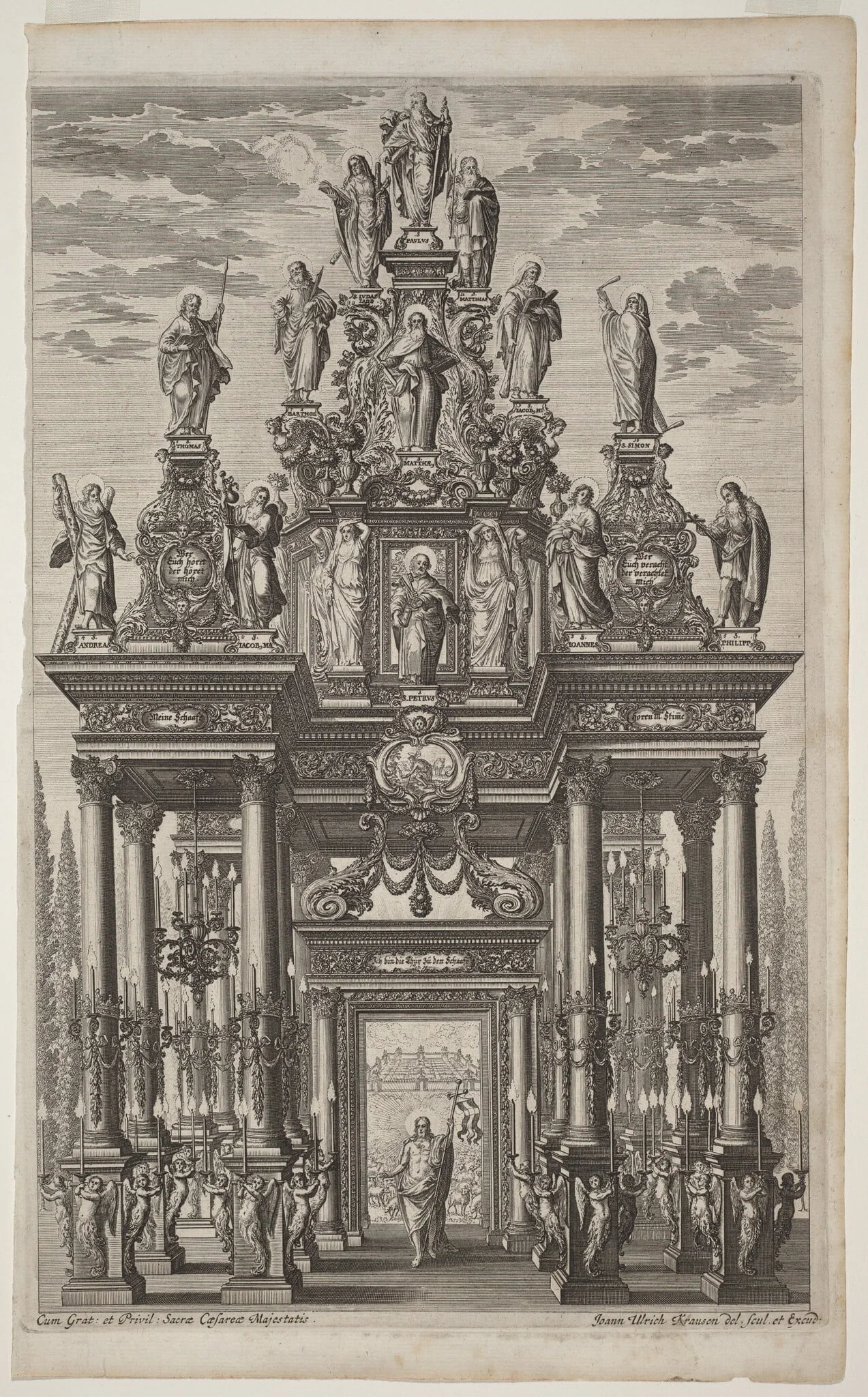 Frontispiece with Triumphal Arch with Christ and the Apostles, detail