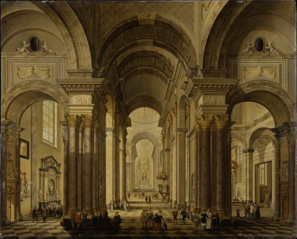 Interior of a Baroque Church, by Johann Ludwig Ernst Morgenstern, oil, 1796